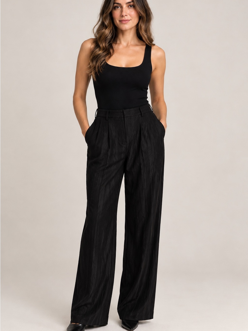 Paul Smith Black Tonal Stripe Trousers IT 44 Made in Italy